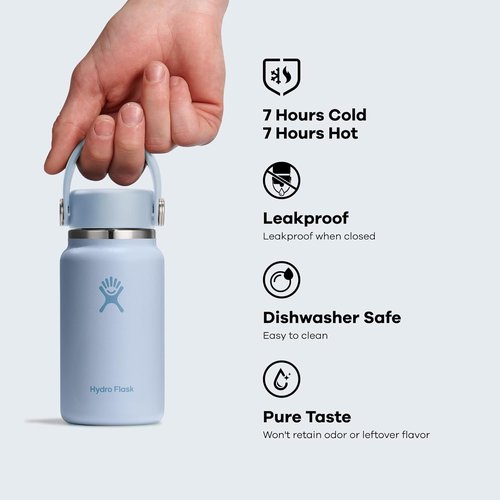 Hydro Flask Micro Bottle - Insulated Mini Leak-Proof Flask for Purse or Pocket | 6.7 Oz Agave Green