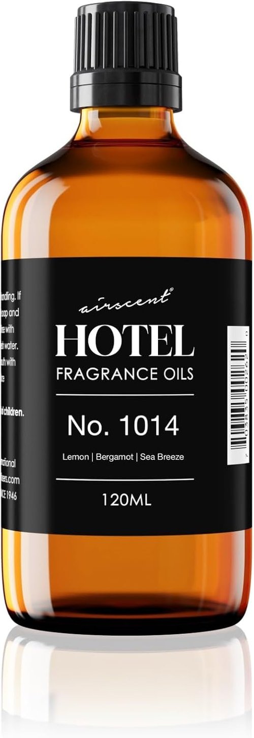 AirScent Hotel Diffuser Oil No. 1014 - Premium Ultrasonic Fragrance Oil - 120 mL Glass Dropper Bottle | Lemon, Bergamot & Sea Breeze
