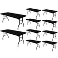 10 Pack Picnic Table Cover Fitted Tablecloth for 6 Foot Rectangle Tables Elastic Waterproof Stretch Washable Patio Folding Outdoor Spandex Table Cloth for Camping Banquet and Parties (Black,30" x 72")