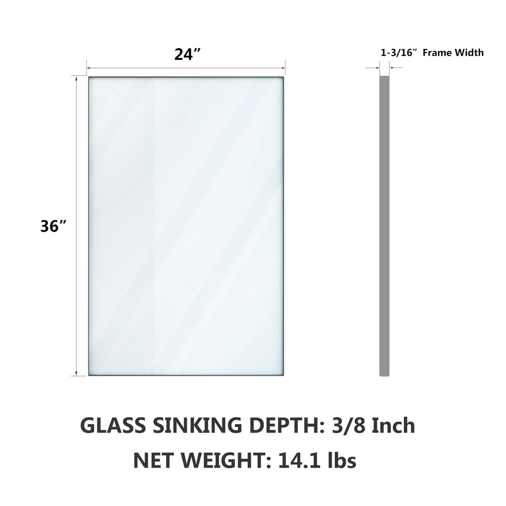 VocalStar 24 x 36 Inch Silver Bathroom Mirror for Wall, Square Corner Rectangle Nickel Metal Framed Bathroom Vanity Mirrors, 1/4-inch Shatterproof Glass | Ultra-Flush Hanging