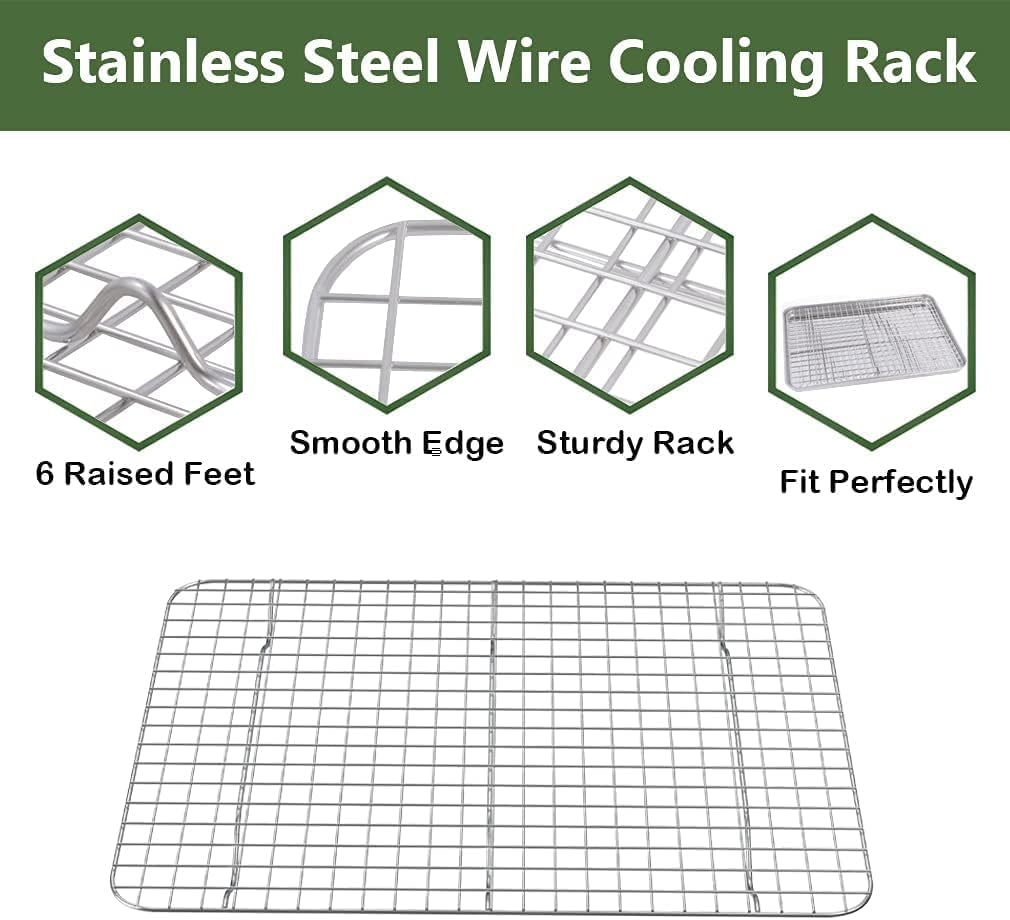 ROTTAY Baking Sheet Set - Stainless Steel Cookie Pans with Cooling Racks | Nonstick, Heavy Duty, 16 x 12 Inches