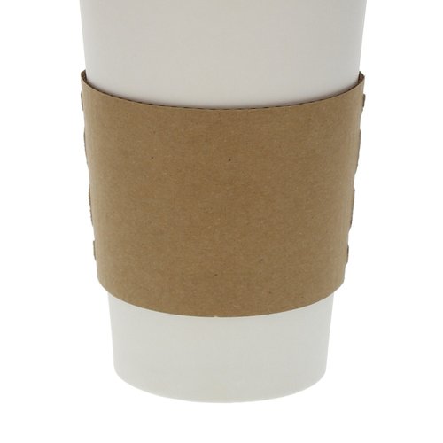 Primeware AmerCareRoyal Kraft Hot Cup Coffee Sleeves, Case of 1000-80% Recycled Fiber, Caution Hot Warning, Disposable & Protective, Fits Standard Cups