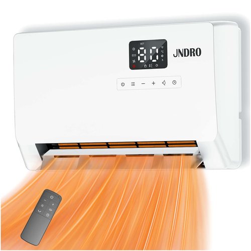 Wall-Mounted Space Heater with ECO Thermostat and Remote Control, LED Display, 60°/90°/120° Oscillation Modes, 24-Hour Timer, Indoor Electric Space Heater