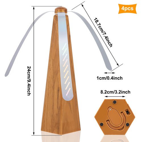 Yoiemivy Portable Fly Fans for Tables to Keep Your Food/Meal Clean for Outdoor, Indoor, Picnic, Dinner and Classroom, Wood Grain, 4 Pack