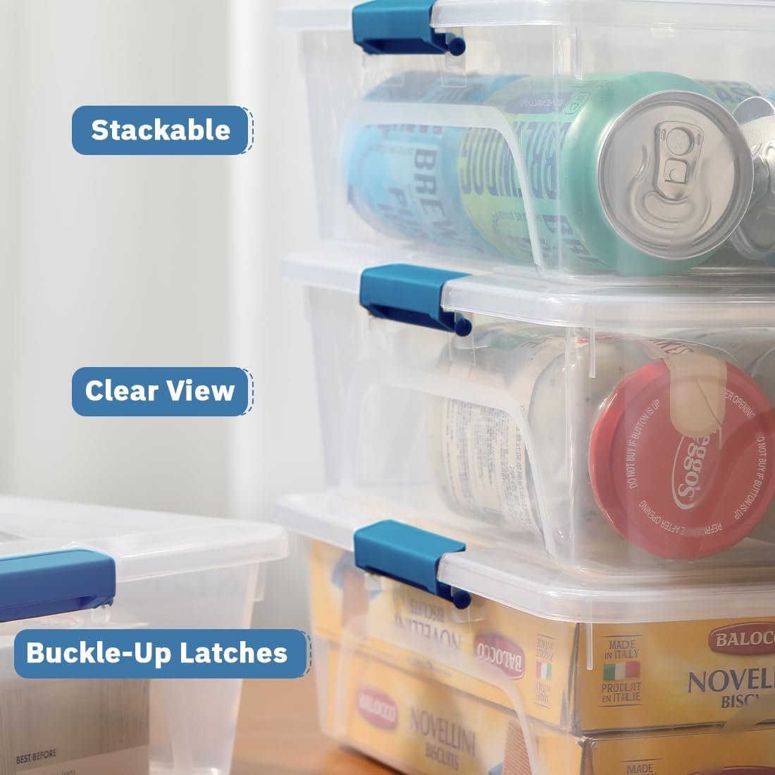 Skiennix Clear Plastic Storage Containers - Stackable Craft Organizer Bins with Durable Lids (4 Pack, 10 Quart)