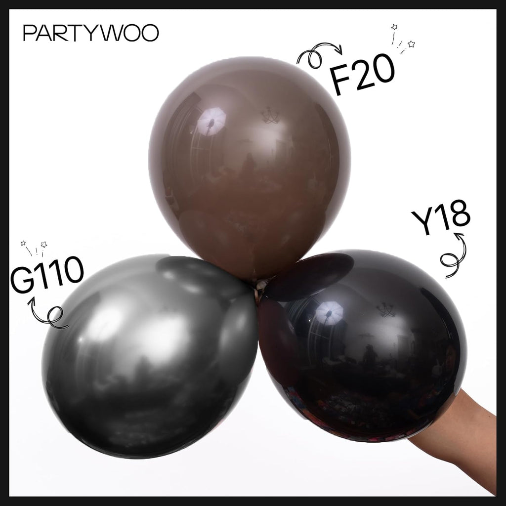PartyWoo Black Balloons - 128-Piece Arch Kit with Various Sizes for Baby Showers, Birthdays & Anniversaries