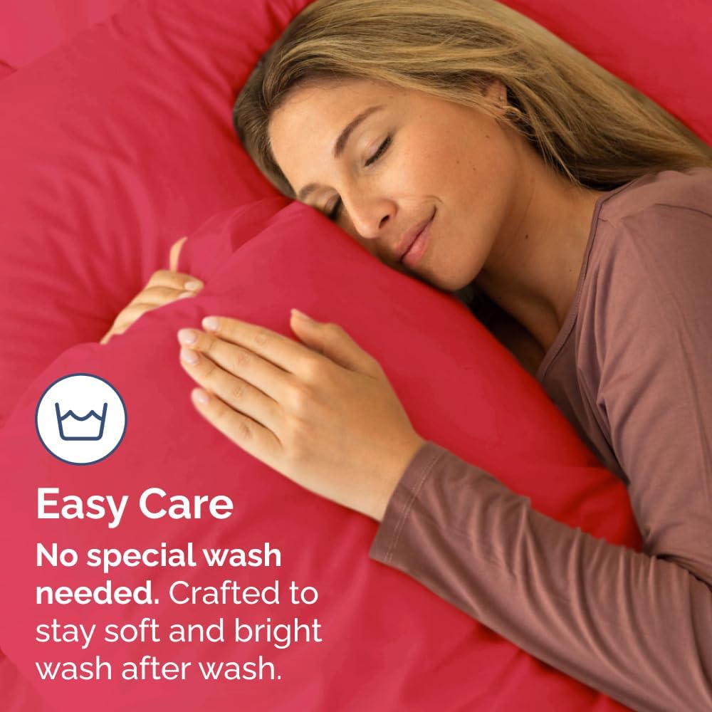 CGK Unlimited King Size Microfiber Pillowcase Set - Soft & Durable | 4 Pieces in Red