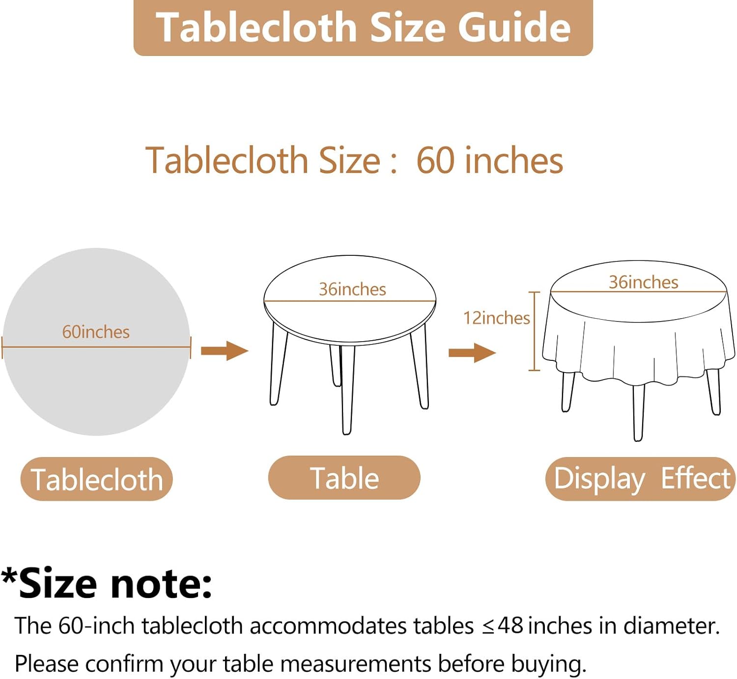 Textured Round Tablecloth - 60 Inch Beige, Water Resistant & Wipeable Faux Linen for 2-4 Seats