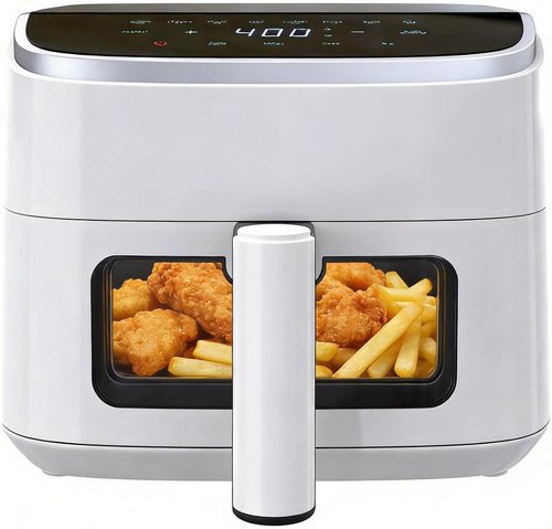 NEWBULIG Air Fryer - 4QT Digital Touchscreen with Easy View Window & 8 Cooking Presets - White