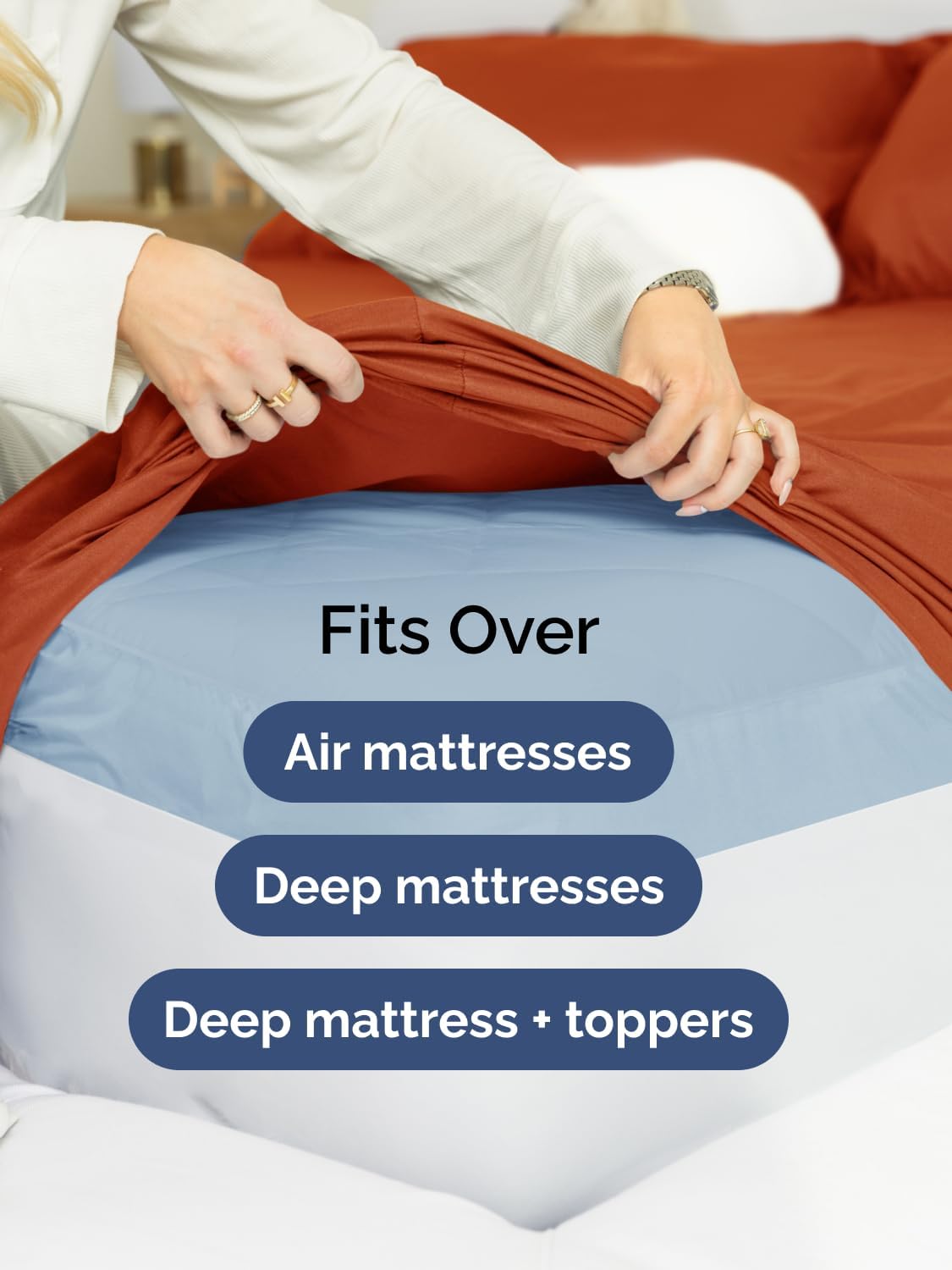 Skiennix Extra Deep Twin XL Sheet Set - 4-Piece Breathable Cooling Bedding - Soft, Wrinkle-Free Terracotta