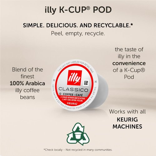 Illy Coffee K-Cup Pods - Intenso Dark Roast 100% Arabica | Premium Italian Coffee, 32 Count