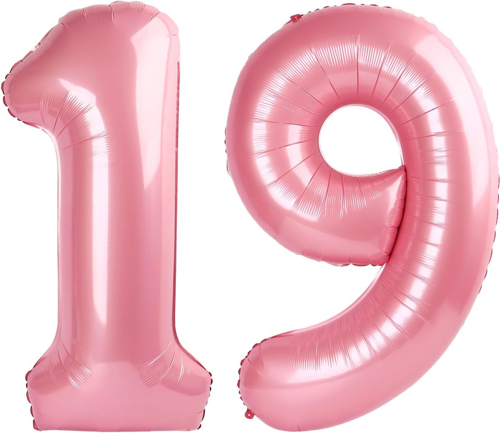 Skiennix 40-Inch Pastel Pink Number 19 Balloons - Perfect Birthday Decoration for Men & Women