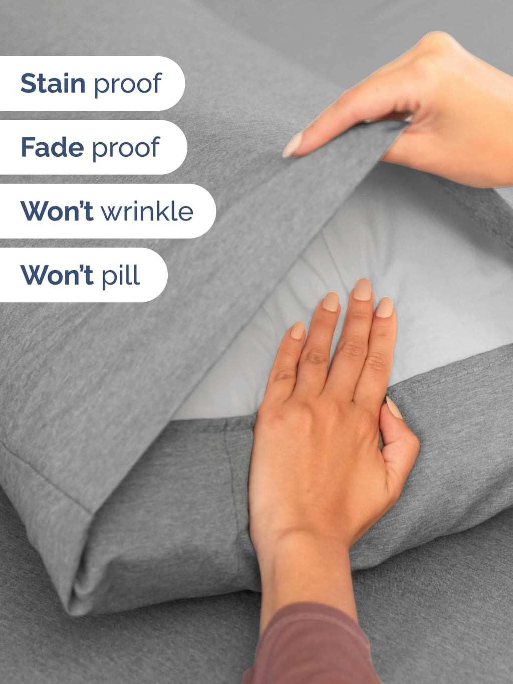Skiennix Extra Deep Full Sheet Set - 6 Piece Breathable Cooling Sheets - Hotel Luxury Bedding - Soft Wrinkle-Free Heathered Grey