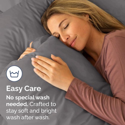 King Pillow Cases by [Brand Name] - Ultra Soft Hotel Quality Covers | Wrinkle-Free & Fade Resistant - 4 Piece Set in Dark Grey