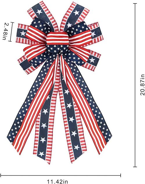 ABTOLS Patriotic Wreath Bows - Large Red, White & Blue Stars and Stripes for Indoor/Outdoor Decor