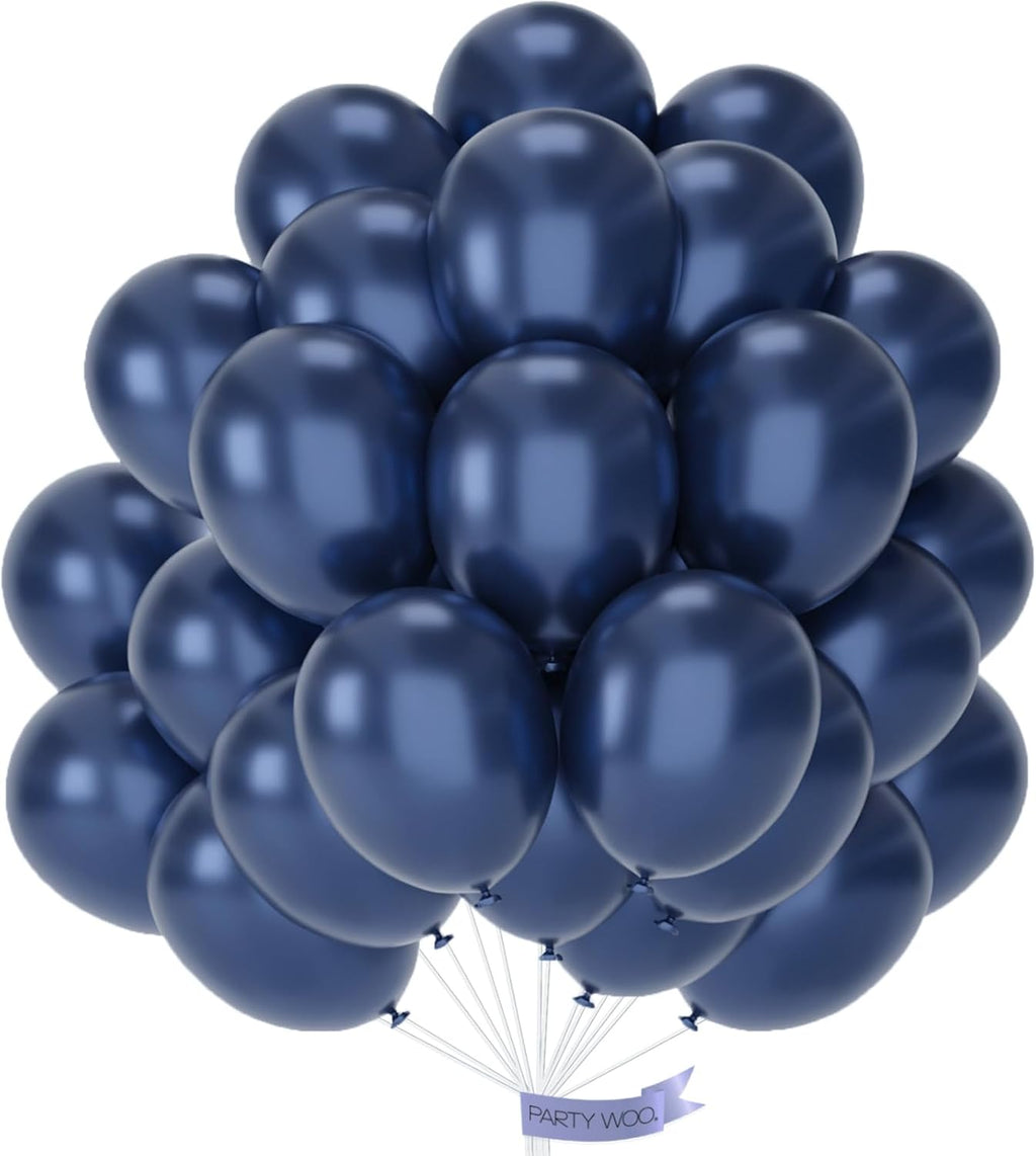 PartyWoo Metallic Navy Blue Balloons - 50pcs 12 Inch Chrome Blue for Graduation & Celebrations