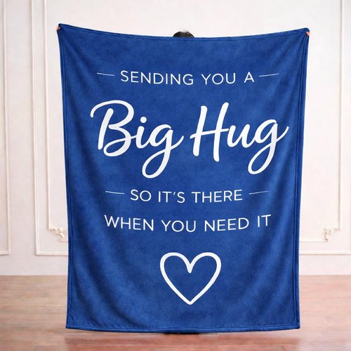 Lussena Thinking of You Gifts for Women Men – Get Well Blanket 50x60 Inch, Navy Flannel Comfort Hug Blanket, Sympathy Throw for After Surgery, Chemo, Illness, Recovery