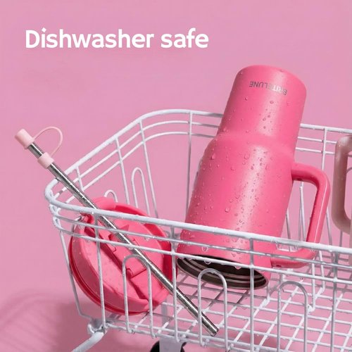 BriteLune 40oz Insulated Tumbler with Handle & Straw Lid | Keeps Cold for 30hrs, Hot12hrs | 100% Leakproof Stainless Steel Water Bottle | Cup holder friendly Travel Mug | Hot Pink