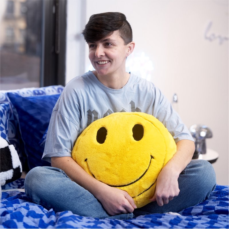 Smiley Decorative Pillow - 18 Inch Bright Cheerful Cushion, Kids & Adults Variation 1