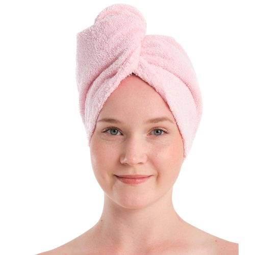 Seritaine Hair Towel Wrap for Women 2 Pack – 100% Turkish Cotton Turban for Wet Hair Quick Dry – Soft & Gentle Head Towel Cap– Soft and Absorbent Cotton - 10x26 inch