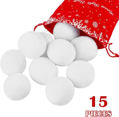 Cooraby 15-Piece Artificial Snowball Set - 2.6 Inch Realistic Indoor Snowballs for Fun Winter Games