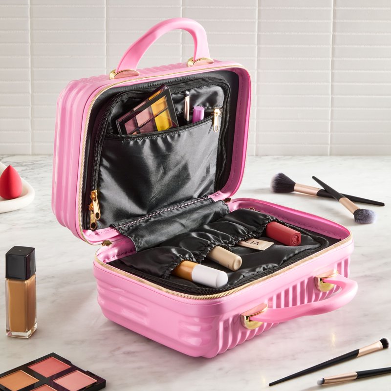 Hard Shell Cosmetic Travel Case, 11.5-inch Makeup Organizer Bag