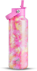 POWCAN 18 oz Vacuum Water Bottle - Lightweight, Leakproof, BPA-Free Flask with Straw | Citrus Dream Color