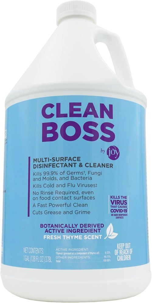 CleanBoss Botanical Disinfectant - Multi-Surface Cleaner - 128 oz | Kills 99.9% of Germs & Viruses - Fresh Thyme Scent