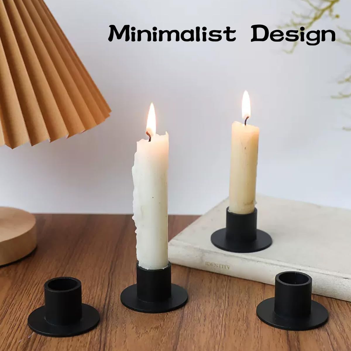 Skiennix Candle Holders - 4 PCS Matte Black Iron Centerpieces for Home Decor & Special Events