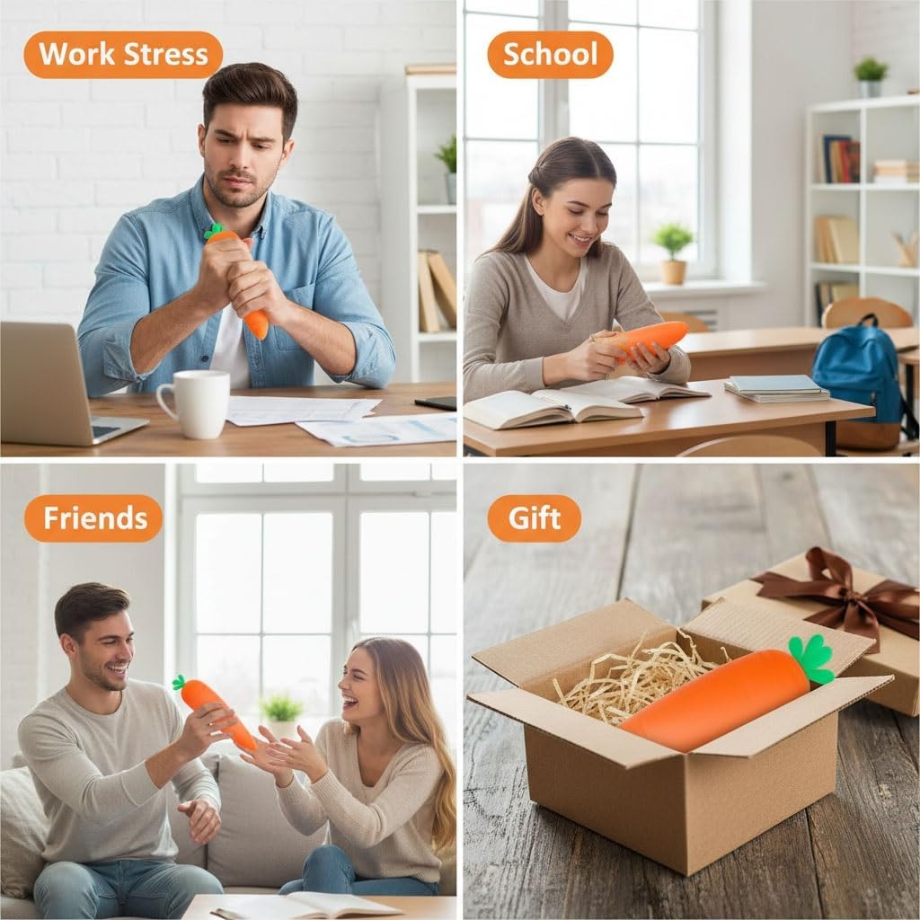 Skiennix Carrot Squishy Toy - Realistic Giant Stress Relief Fidget Ball for Relaxation | Perfect for Easter Gifts