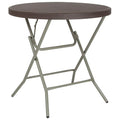 Flash Furniture Trellis Commercial Grade 2.6-Foot Round Brown Rattan Plastic Folding Table