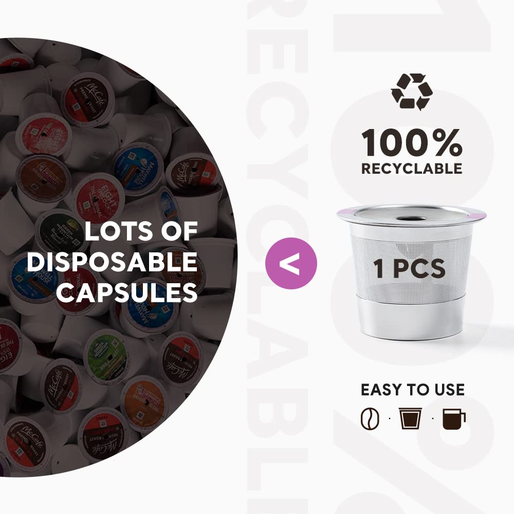 4 Pack Stianless Steel Reusable K Cup Coffee Pods Compatible for Keurig 1.0 & 2.0 Coffee Maker Refillable Keurig Coffee Filter