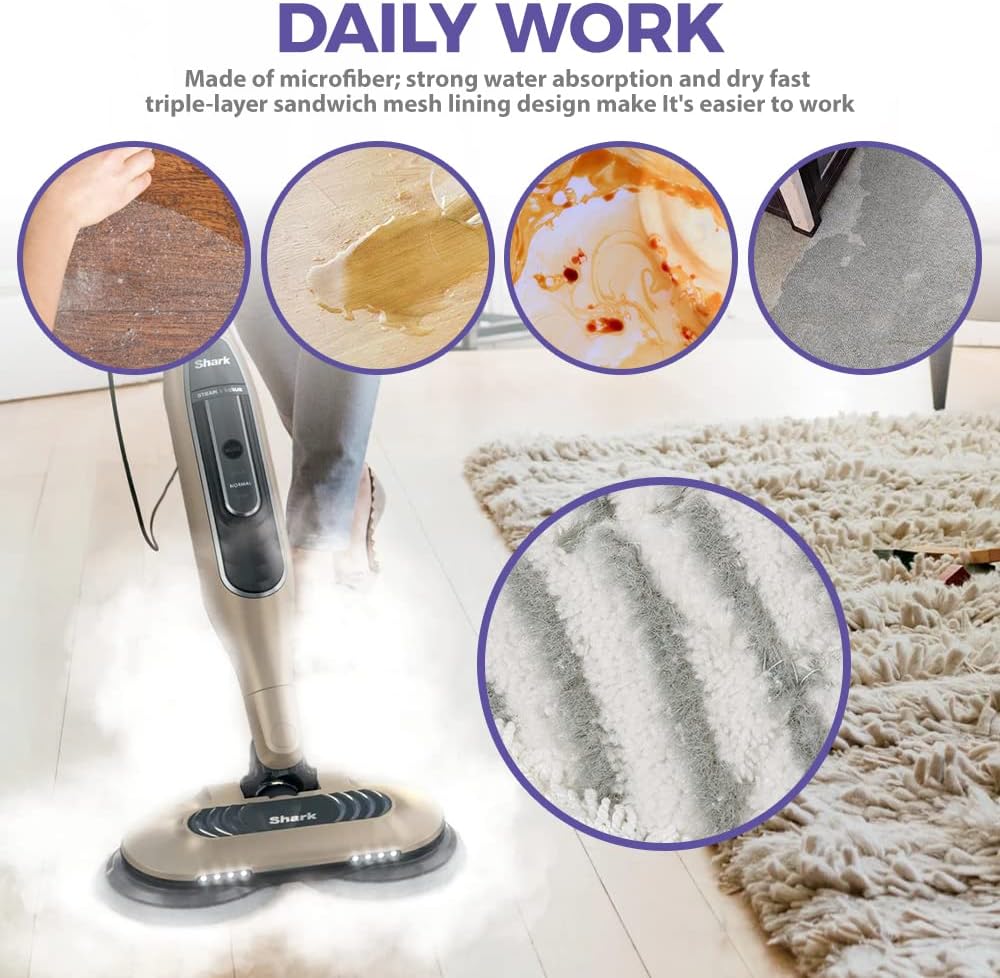 Shark Replacement Steam Mop Pads - Compatible with S7000 Series | 6-Pack for Effective Cleaning