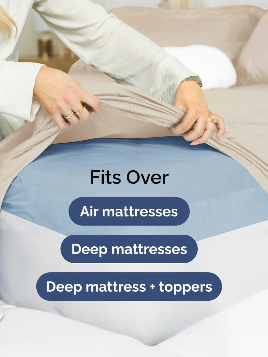 Skiennix Extra Deep Split King Sheet Set - 7 Piece Breathable Cooling Bedding - Soft Wrinkle-Free Wheat