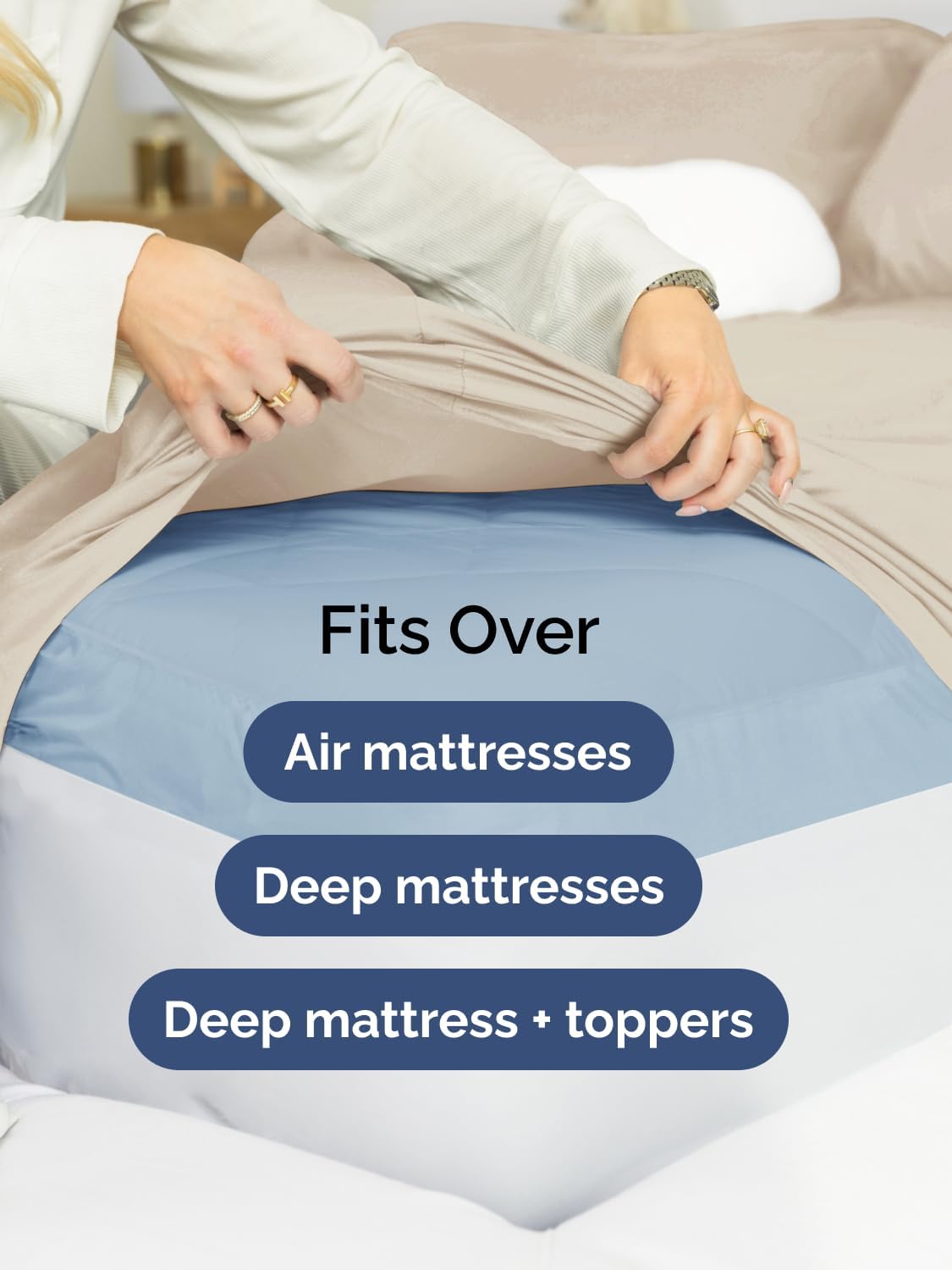 Skiennix Extra Deep Queen Sheet Set - 6-Piece Breathable Cooling Bedding - Soft, Wrinkle-Free Wheat Color