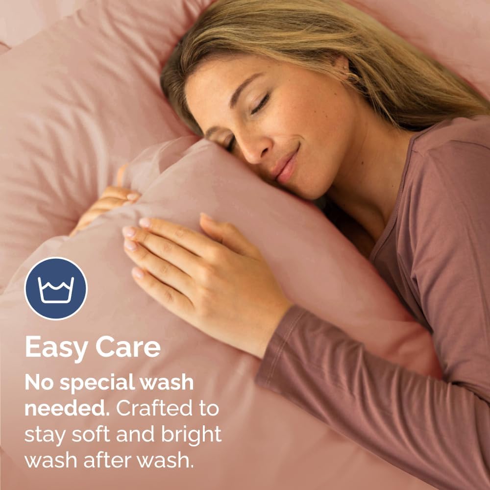 Skiennix Queen Pillow Cases Set of 2 | Ultra Soft Hotel Quality, Wrinkle-Free, Stain Resistant - Mauve