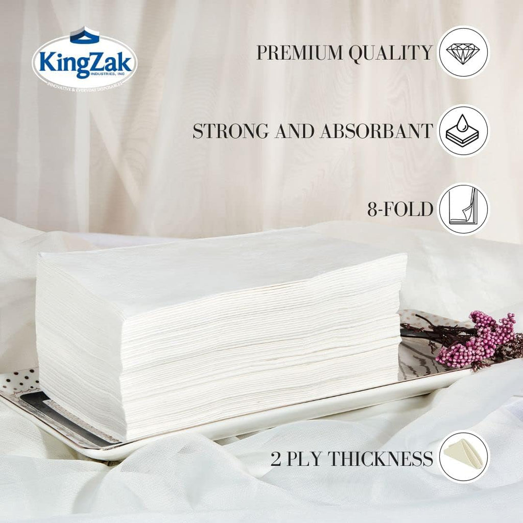 Premium White Napkins - 2-Ply Disposable Dinner Napkins | 100 Count Value Pack for Parties