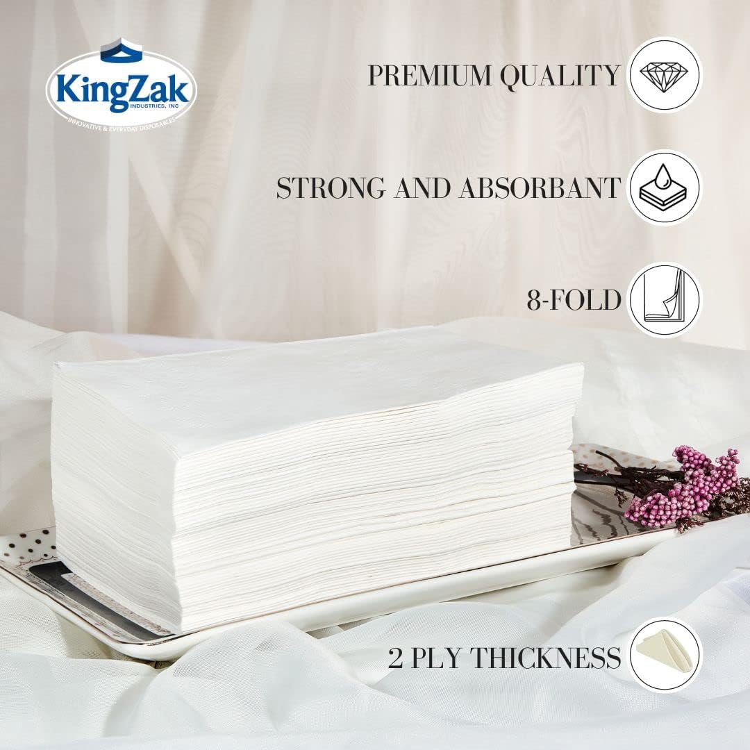 Premium White Napkins - 2-Ply Disposable Dinner Napkins | 100 Count Value Pack for Parties