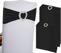 Skiennix 100PCS Spandex Stretch Black Chair Sashes - Universal Elastic Covers with Buckle Slider for Weddings & Events