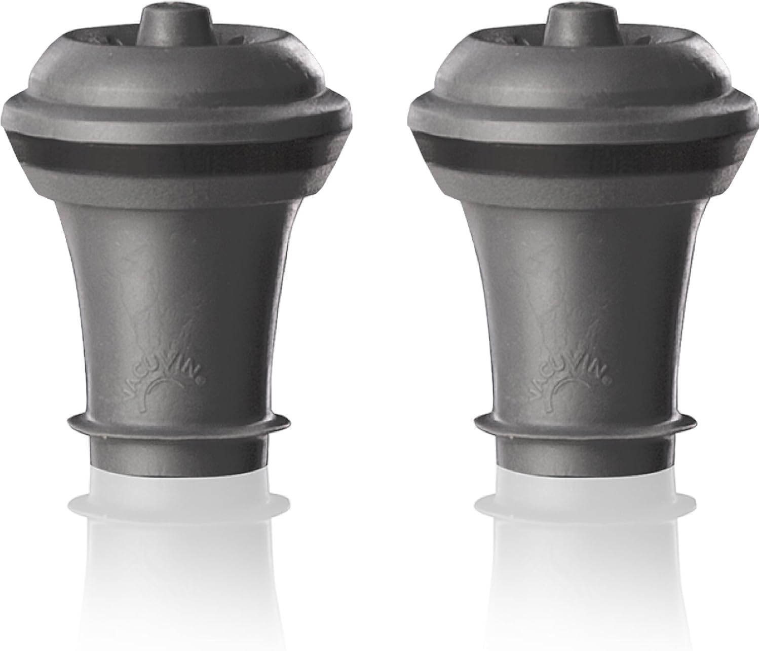 Vacu Vin Wine Saver Vacuum Stoppers - Set of 2 - Gray - Airtight Seal for Opened Bottles to Preserve Freshness Up to 10 Days - Food Grade Rubber - Easy to Use Perfect for Every Occasion