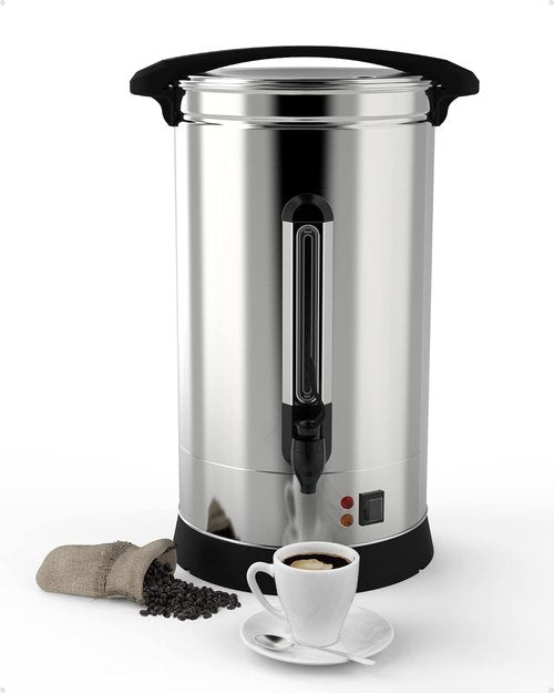 GarveeHome 60 Cups Coffee Urn,10 L/2.6 gal Double Wall Commerical Coffee Maker for Buffet Catering Wedding Gathering,Large Capacity Hot Coffee Dispenser,Stainless Steel Hot Water Urn