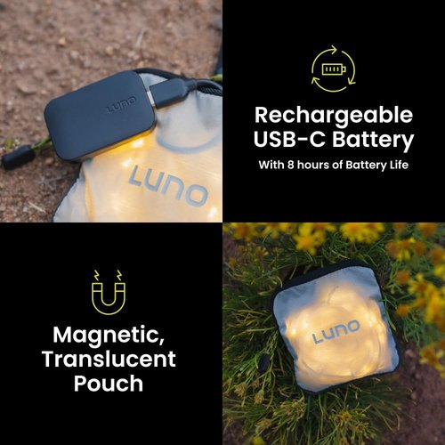 Luno Camping String Lights - 20' USB-Powered Warm White Outdoor Lighting for Adventures