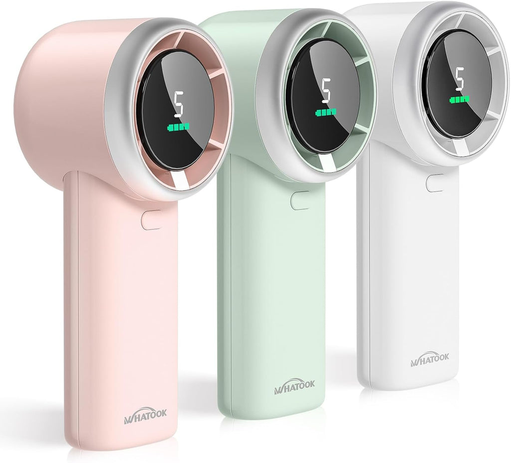WHATOOK Portable Handheld Mini Fan - High-Speed Cooling with 10-Hour Battery Life | USB Rechargeable, Green