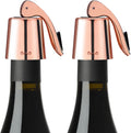 OWO Stainless Steel Wine Bottle Stopper, Reusable Wine Saver with Silicone Seal, Decorative Bottle Sealer, Keeps Fresh (Rosegold, 2 Pack)