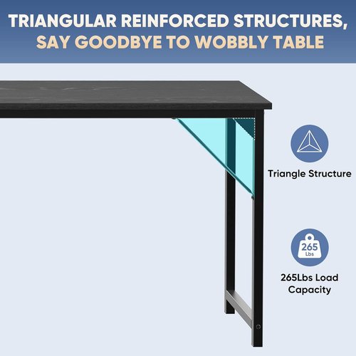 DUMOS 63-Inch Computer Desk - Modern Writing & Gaming Workstation with Metal Frame | Black Wood Finish