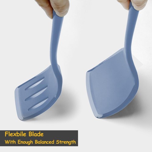 Silicone Spatula Set, 600°F Heat Resistant Silicone Spatula Turner Flipper for Cooking, Non Stick and Non Scratch Kitchen Utensils for Eggs & Pancakes, 4 Pack,Starry Blue