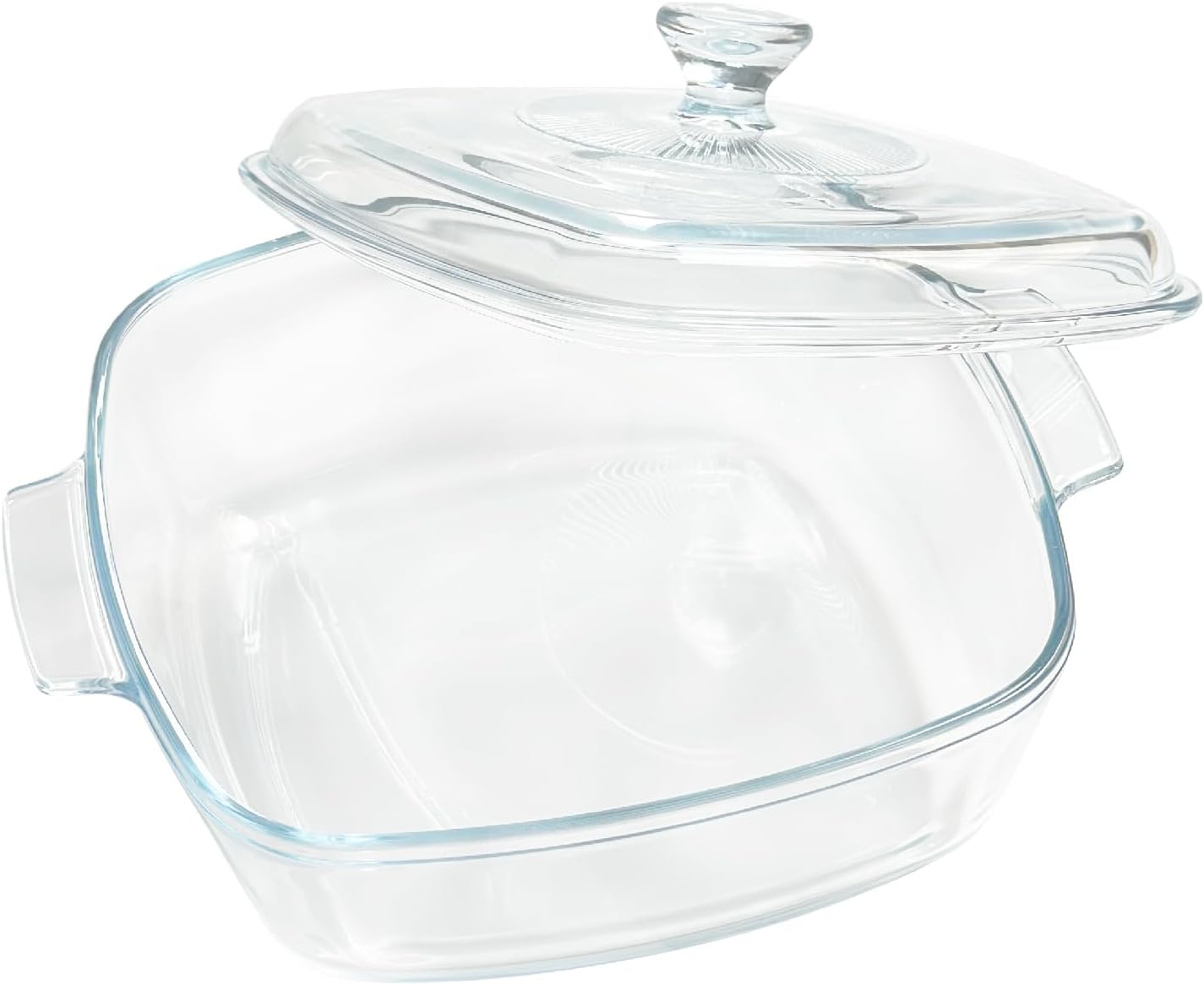 Skiennix Small Tempered Glass Casserole Dish - Oven Safe with Lid | 0.8L Square Baking Dish, Clear