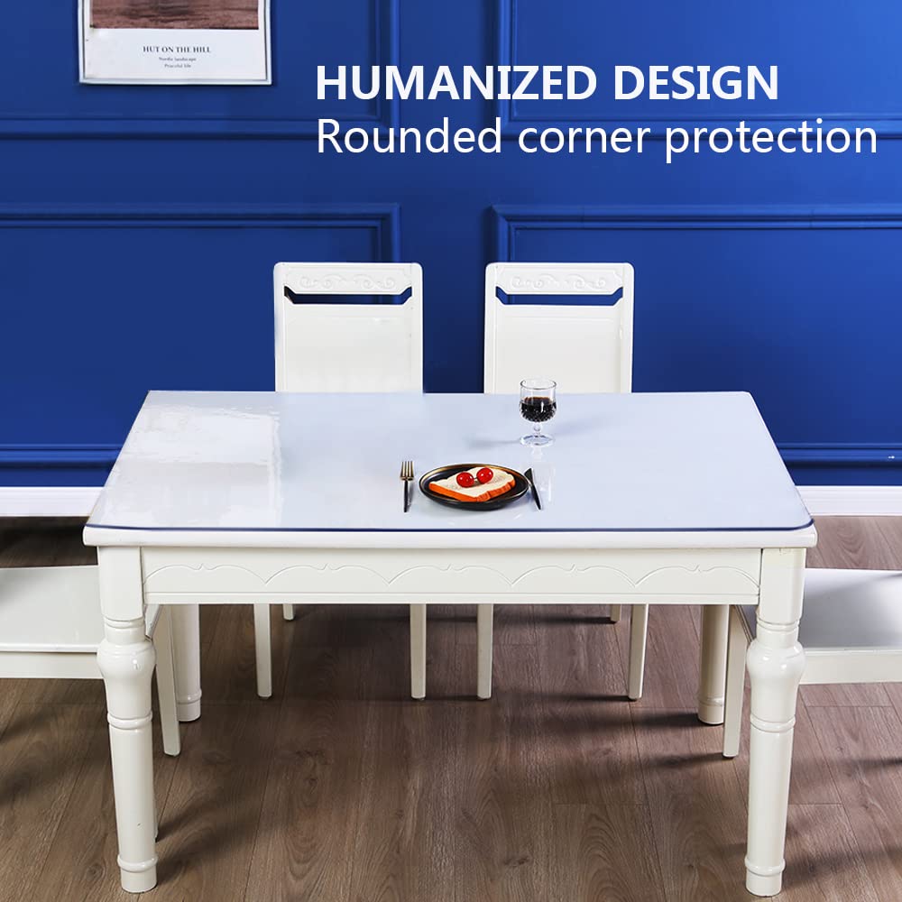 12x16 Inch PVC Clear Table Protector 1.5mm Thick Transparent Plastic Small Desk Protector for Night Stand Office & Computer Desk Clear Tablecloth Protector for Side Table End Table Dresser Rectangular