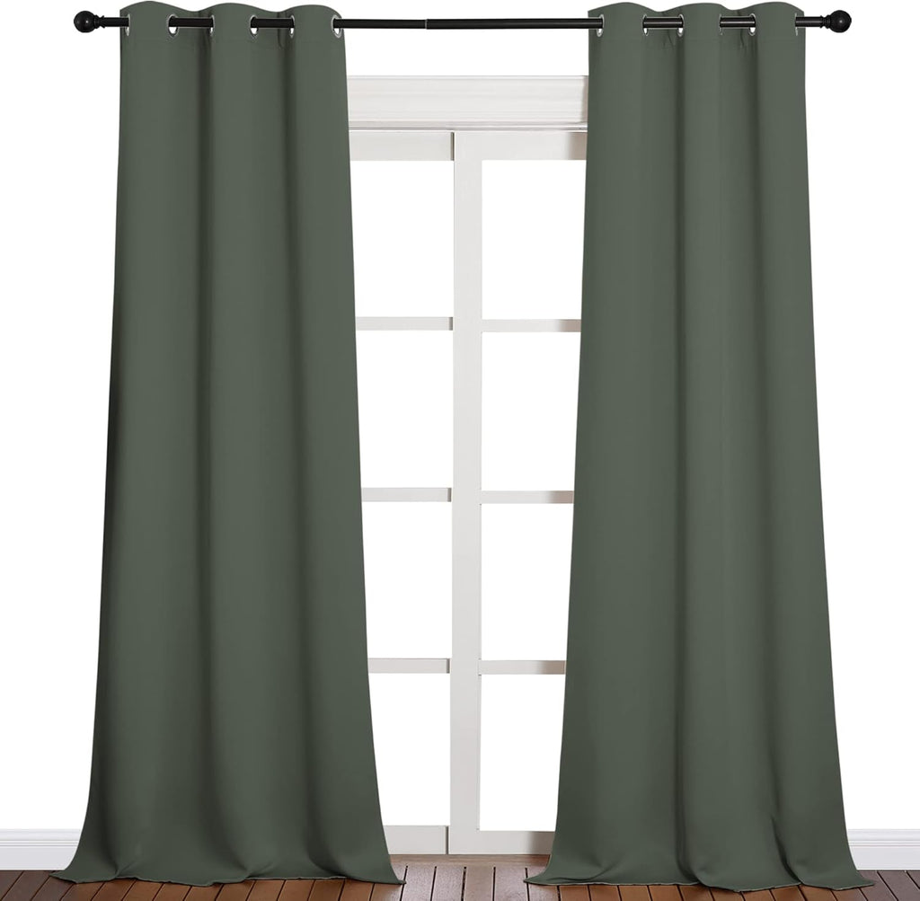 NICETOWN Room Darkening Curtain Panels - Energy-Efficient Toddler Boy Drapes | Dark Mallard, 42" W x 90" L, 2 Panels