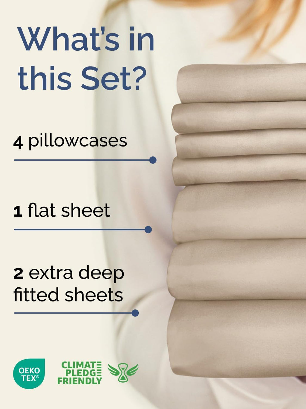 Skiennix Extra Deep Split King Sheet Set - 7 Piece Breathable Cooling Bedding - Soft Wrinkle-Free Wheat